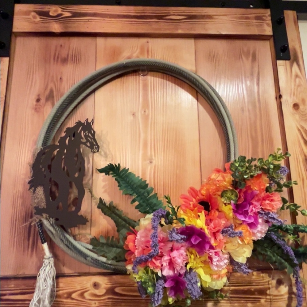 Floral Horse Wreath with Multicolor Accents